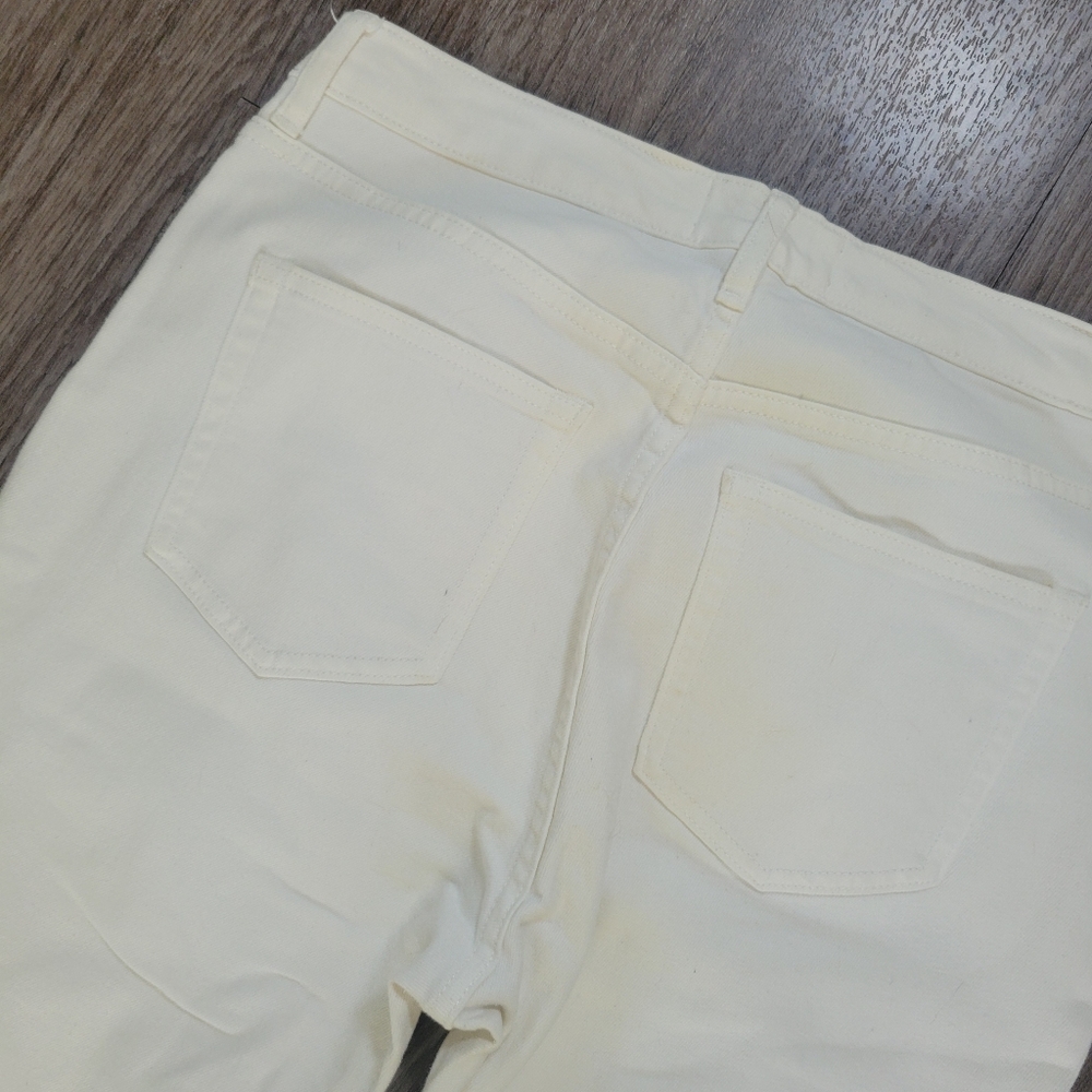 Everlane High Rise Kick Crop Jeans Frayed Ankle White Denim Nautical Preppy 29 - Picture 8 of 10